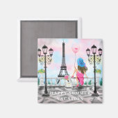 ハッピーサマーバケーションウーマンインパリスマグネットギフト マグネット (正面/裏面)