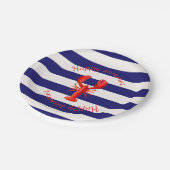 ハッピーサマーブルー白ストライプロブスター ペーパープレート (アングル)