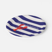 ハッピーサマーブルー白ストライプロブスター ペーパープレート (アングル)