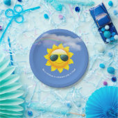 ハッピーサンと虹と引用文 ペーパープレート (パーティー)