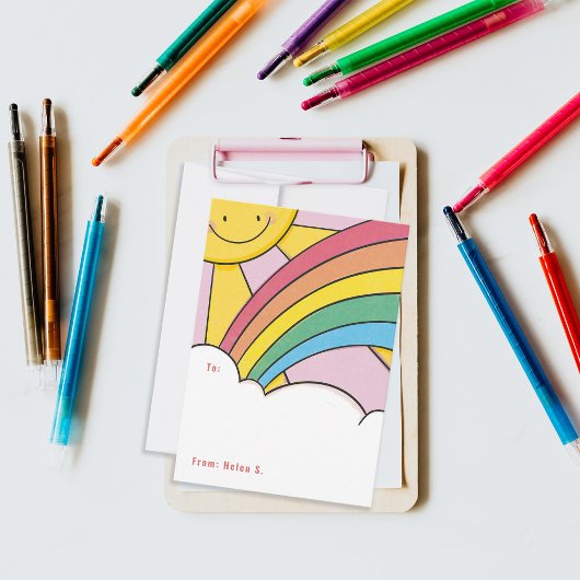 ハッピーサンと虹のかわいい教室バレンタイン 招待状