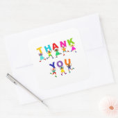 ハッピーサンキューキュートカートカートカートディヴァースキッズ文字 スクエアシール (封筒)