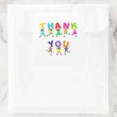 ハッピーサンキューキュートカートカートカートディヴァースキッズ文字 スクエアシール (バッグ)