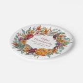 ハッピーサンクシギングカントリーパ素朴ンプキンリース ペーパープレート (アングル)