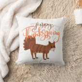 ハッピーサンクスギビングおもしろいキャットターキー クッション (ブランケット)