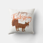 ハッピーサンクスギビングおもしろいキャットターキー クッション (裏面)