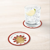 ハッピーサンクスギビングかわいいかわいいターキーディナーパーティー ラウンドペーパーコースター (インサイチュ)