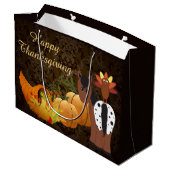 ハッピーサンクスギビングかわいいアパロオーサの馬とトルコ ラージペーパーバッグ (裏面アングル)
