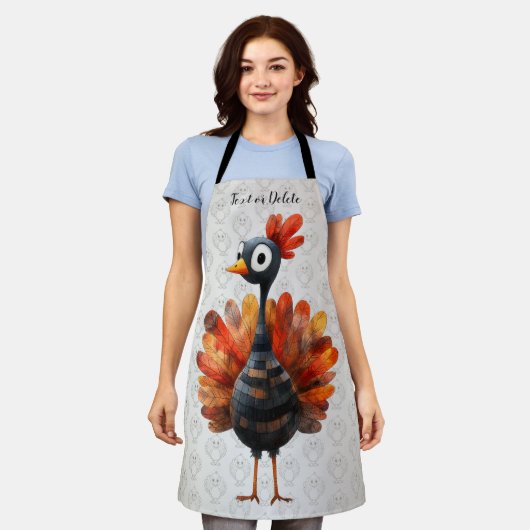 ハッピーサンクスギビングかわいいカラフルベビートルコ エプロン (着用した状態)