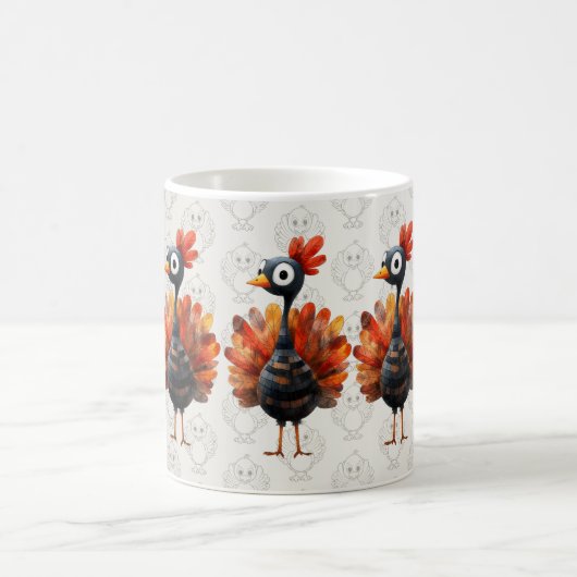 ハッピーサンクスギビングかわいいカラフルベビートルコ コーヒーマグカップ (中央)