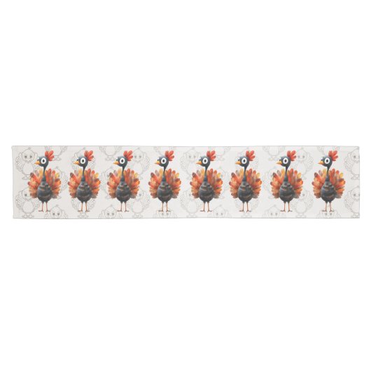 ハッピーサンクスギビングかわいいカラフルベビートルコ ショートテーブルランナー (横)