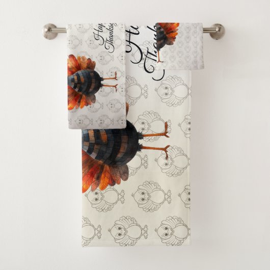ハッピーサンクスギビングかわいいカラフルベビートルコ バスタオルセット (インサイチュ)