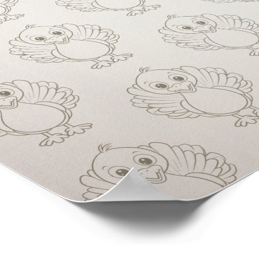 ハッピーサンクスギビングかわいいカラフルベビートルコ ポスター (角)