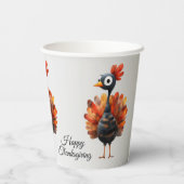 ハッピーサンクスギビングかわいいカラフルベビートルコ 紙コップ (裏面)