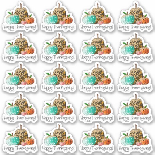 ハッピーサンクスギビングかわいいグリッターカボキンズビジネス シール (正面)