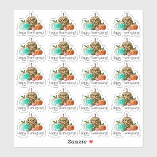 ハッピーサンクスギビングかわいいグリッターカボキンズビジネス シール (シート)