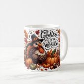 ハッピーサンクスギビングかわいいデザインマグカップ コーヒーマグカップ (正面右)