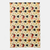 ハッピーサンクスギビングかわいいトルコフローラキッチン キッチンタオル (縦)