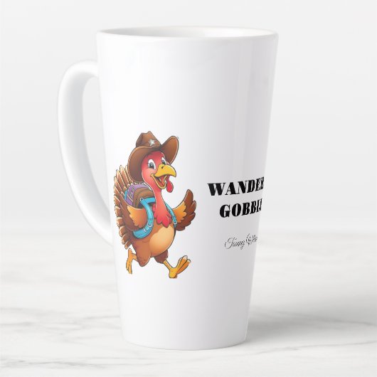 ハッピーサンクスギビングかわいいトルコ旅行 カフェラテマグ (左アングル)