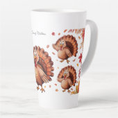 ハッピーサンクスギビングかわいいトルコ カフェラテマグ (右アングル)