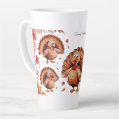 ハッピーサンクスギビングかわいいトルコ カフェラテマグ (左アングル)