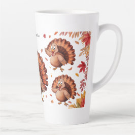 ハッピーサンクスギビングかわいいトルコ カフェラテマグ