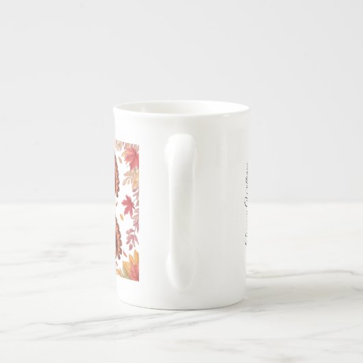 ハッピーサンクスギビングかわいいトルコ ボーンチャイナマグカップ (裏面)