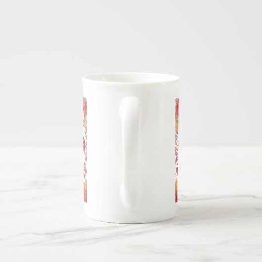 ハッピーサンクスギビングかわいいトルコ ボーンチャイナマグカップ (裏面)