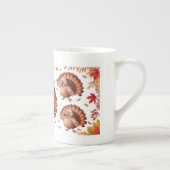 ハッピーサンクスギビングかわいいトルコ ボーンチャイナマグカップ (右)