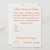 ハッピーサンクスギビングかわいいフクロウ 招待状 (裏面)