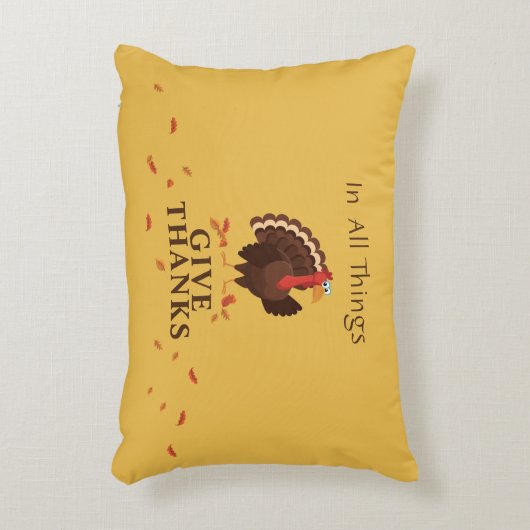 ハッピーサンクスギビングかわいい七面鳥サンクサンク感謝引用文 アクセントクッション (正面(垂直))