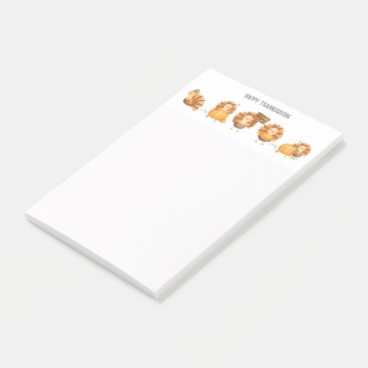 ハッピーサンクスギビングかわいい七面鳥 ポストイット (アングル)