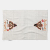 ハッピーサンクスギビングかわいい巡礼者トルコ キッチンタオル (横)