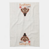 ハッピーサンクスギビングかわいい巡礼者トルコ キッチンタオル (縦)