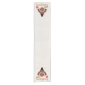 ハッピーサンクスギビングかわいい巡礼者トルコ ショートテーブルランナー (正面)