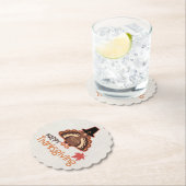 ハッピーサンクスギビングかわいい巡礼者トルコ ペーパーコースター (インサイチュ)