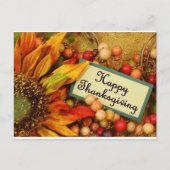 ハッピーサンクスギビングかわいらしフローラホリデー ポストカード (正面)