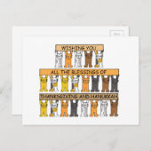 ハッピーサンクスギビングと可愛い猫たち シーズンポストカード (正面/裏面)