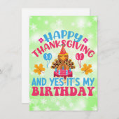 ハッピーサンクスギビングとYesそれが私の誕生日カード (正面/裏面)