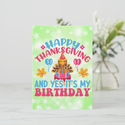 ハッピーサンクスギビングとYesそれが私の誕生日カード (スタンド正面)