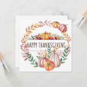 ハッピーサンクスギビングのカボチャリース カード (正面/裏面インサイチュ)