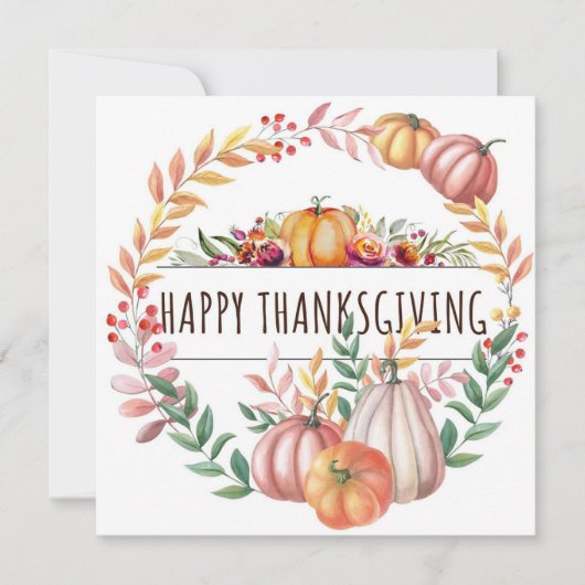 ハッピーサンクスギビングのカボチャリース カード (正面)