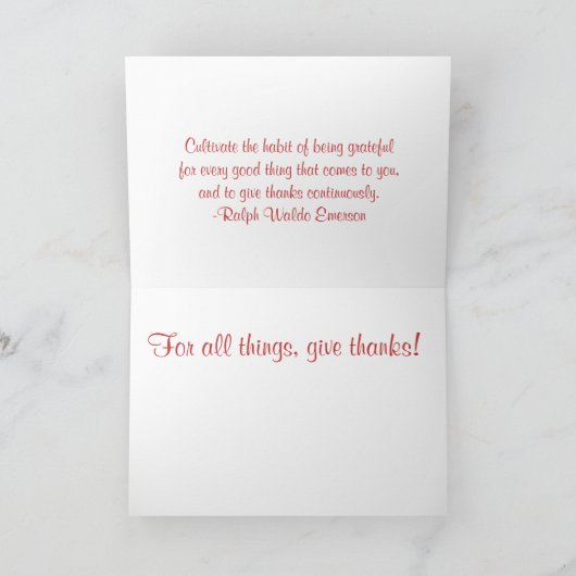 ハッピーサンクスギビングのグリーティングカード シーズンカード (内部)