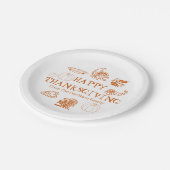 ハッピーサンクスギビングのパンプキンパイ名前をカスタムする ペーパープレート (アングル)
