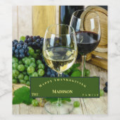 ハッピーサンクスギビングのブドウ緑 ワインラベル (シングルラベル)