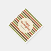 ハッピーサンクスギビングのホスト名秋の色のストライプ スタンダードカクテルナプキン (角)