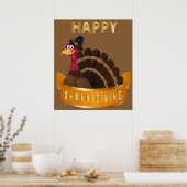 ハッピーサンクスギビングの七面鳥ポスター ポスター (キッチン)