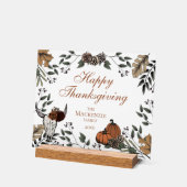 ハッピーサンクスギビングウェスタン秋ハーベストブルスカル アクリルサイン (傾斜)