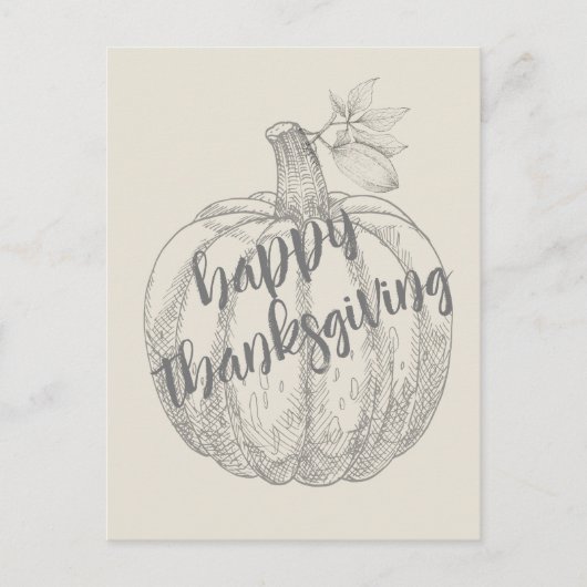 ハッピーサンクスギビングエレガントカボチャ素朴ハガキ シーズンポストカード (正面)