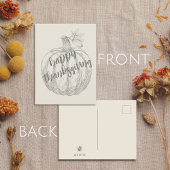 ハッピーサンクスギビングエレガントカボチャ素朴ハガキ シーズンポストカード